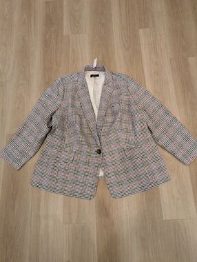 Talbots NWT Blazer Plus Size Plaid With Blue. Brown, Pink Size 22wp